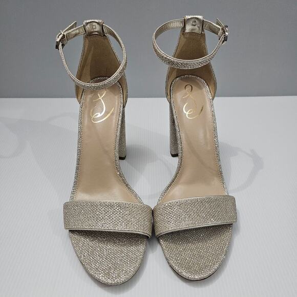 NEW Sam Edelman Yaro Sandal Heel Womens 11 Metallic Gold Sparkly Glam Mesh - Picture 4 of 13